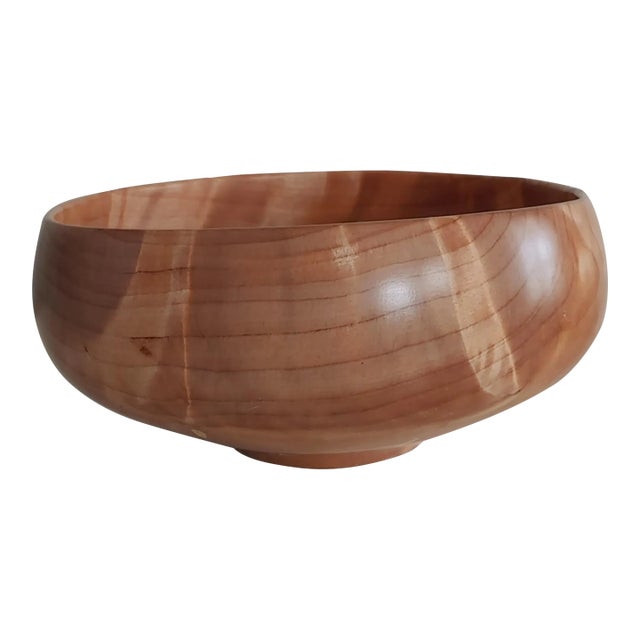 Late 20th Century Artisan Crafted & Signed Yellow Birch Wood Bowl For Sale