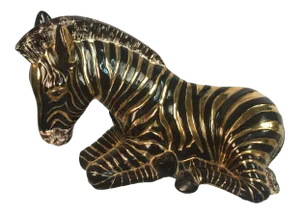 Vintage Gold & Black Zebra Figurine