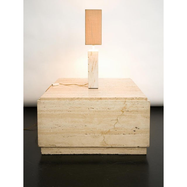 Travertine Table Lamp with Rectangular Lampshade, 1970s For Sale - Image 3 of 10