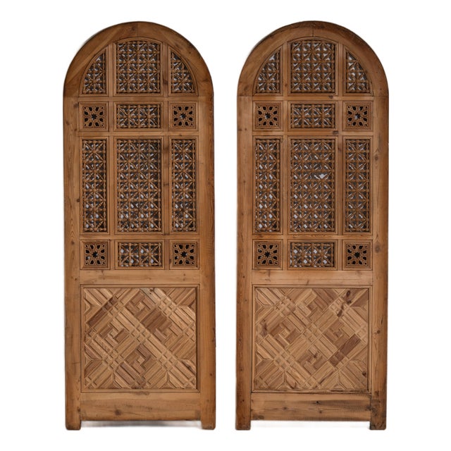 Early 20th Century Egypt Egyptian Revival Brown Wood Door For Sale