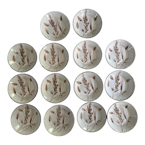 1970s Set of Fourteen (14) Midwinter Wild Oats Stonehenge Bowls, Made in England, Wedgwood Group, Rustic Farmhouse Dinnerware