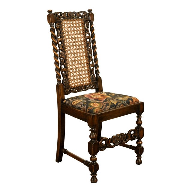 Antique 19thC Set 6 Carved Caned Jacobean Barley Twist Walnut Dining Chairs 1870 For Sale - Image 16 of 18