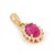 Peitite Certified Natural Ruby & Diamond Halo Cluster Pendant in 14k Yellow Gold For Sale - Image 4 of 14