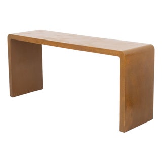 Karl Springer Style Faux Ostrich Console Table For Sale