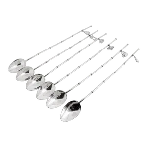 Set of 6 Japanese Sterling Silver Mid-Century Modern Cocktail or Iced Tea Straws