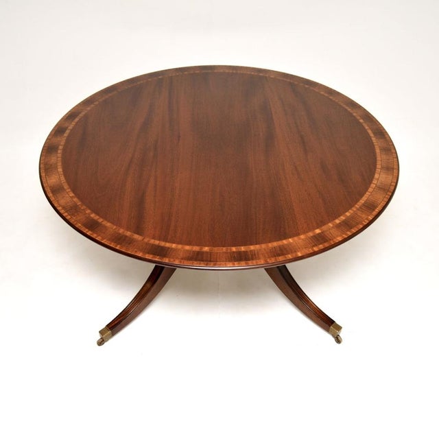Large Antique Inlaid Circular Dining Table, 1950s For Sale - Image 4 of 12