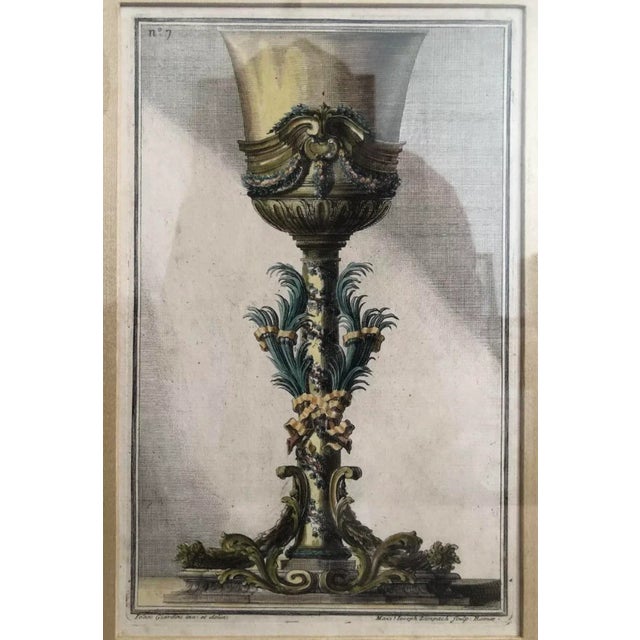 18th/19th C. Antique Royal Cup Ioan Giardini Maxi Joseph Limpach Etching! Perfectly framed and hand colored.