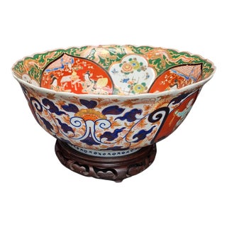Antique Edo Japanese Arita Imari Porcelain Bowl For Sale