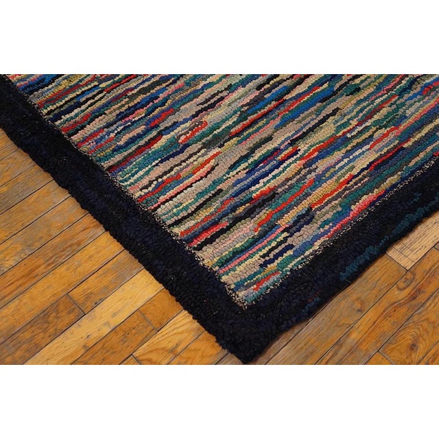 1920s Muticolor Abstract Folk Art Antique American Hooked Rug 4'5"x4'9" Handknotted Wool Carpet For Sale - Image 9 of 11