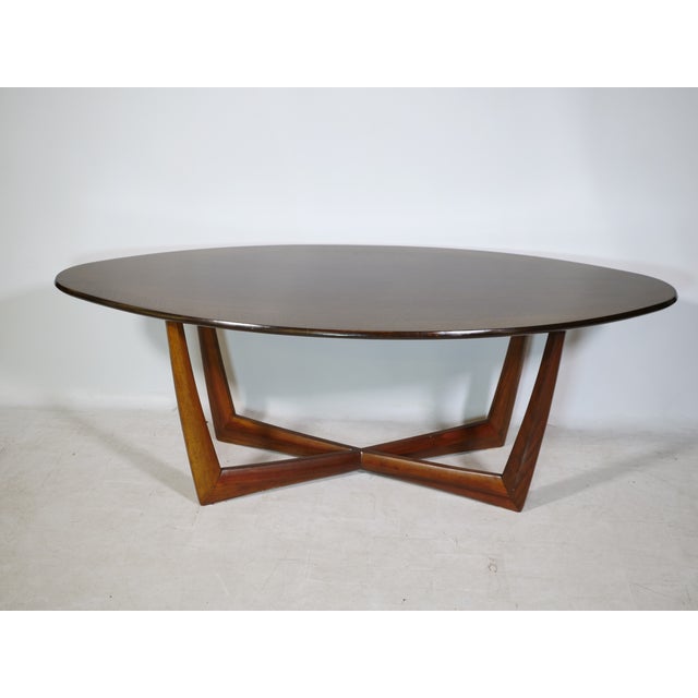 Brown Mid-Century Oval Coffee Table in Walnut from Kondor Möbel, 1960s For Sale - Image 8 of 8