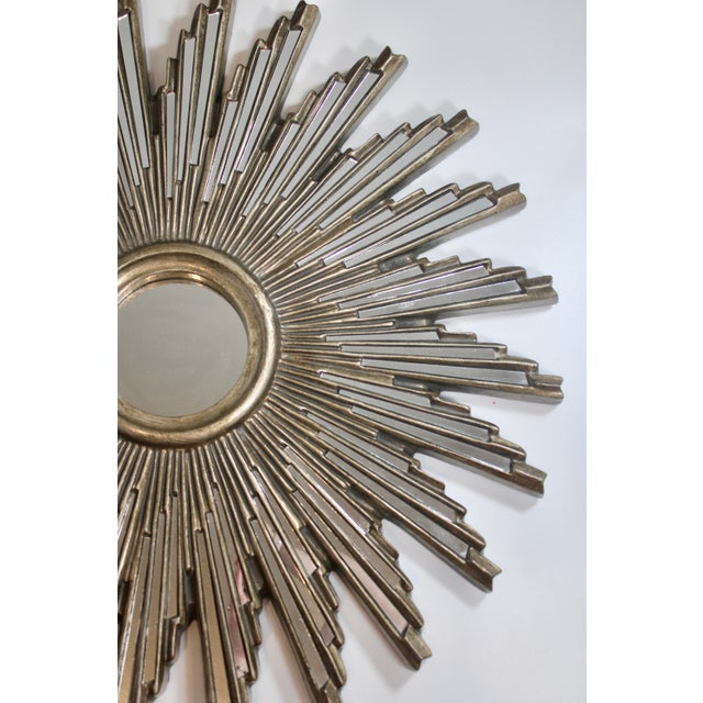 1960s Extra Large Mid Century Modern Silver Sunburst Mirror For Sale - Image 5 of 10