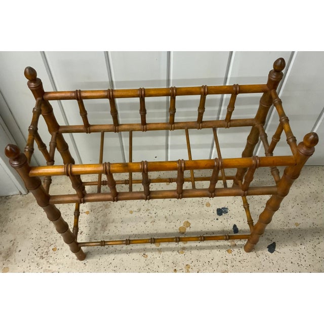 Wood Vintage Faux-Bamboo Planter With Tin Lining For Sale - Image 7 of 8