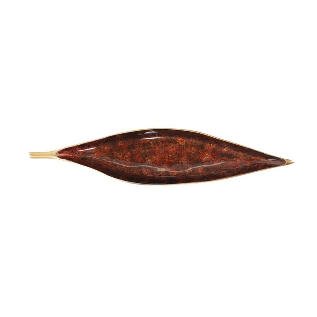 Metal Sharma Crimson Gold Shallow Leaf Bowl- Large For Sale - Image 7 of 11