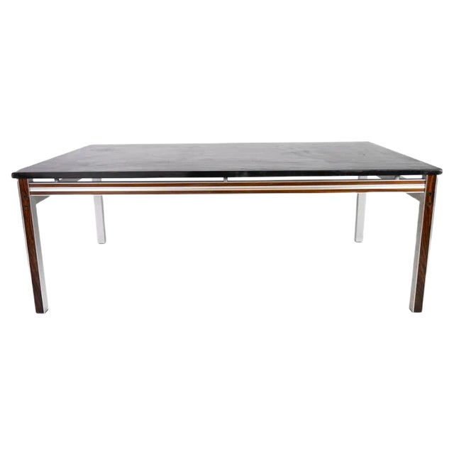 Danish Coffee Table with Black Plate and Rosewood Frame For Sale