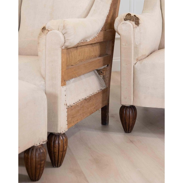 Pair of 20th Century Art Deco Club Chairs with Matching Stool, To Upholster For Sale In Atlanta - Image 6 of 10