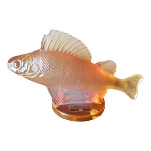 1970s Lalique “Perche” Amber Fish Figurine