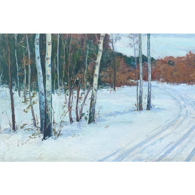 Winter Landscape Antique Oil Painting Original Soviet Art Ukrainian Artist Pavlyuk n.a. 80-120 1969 For Sale - Image 4 of 6