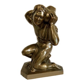 Vietnamese Bronze Sculpture of a Burdened Man, by Gia-Lợi For Sale