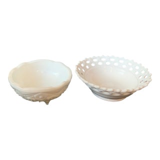 Vintage Milkglass Bowls - Pair For Sale