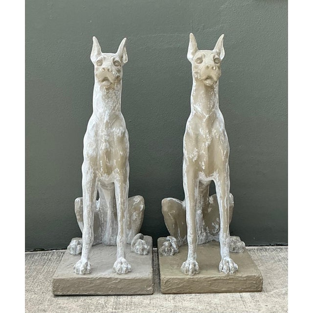 Vintage Eco Plaster Great Dane Sculptures - Pair For Sale - Image 14 of 17