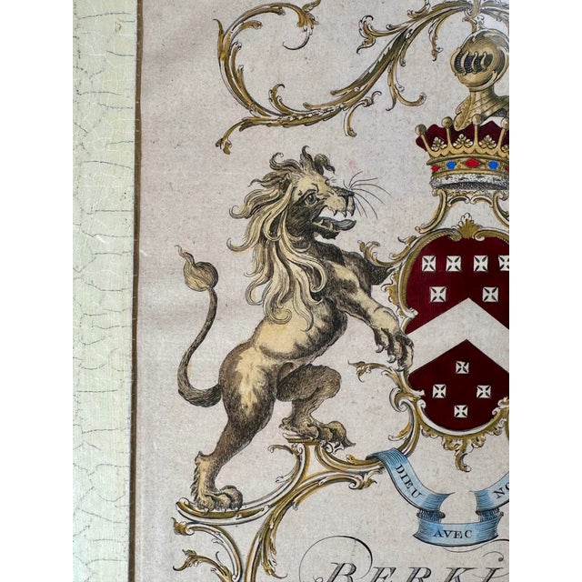 Pair of Framed 18th-Century Hand-Colored English Armorial Engravings – Belasyse and Berkeley. For Sale In West Palm - Image 6 of 11