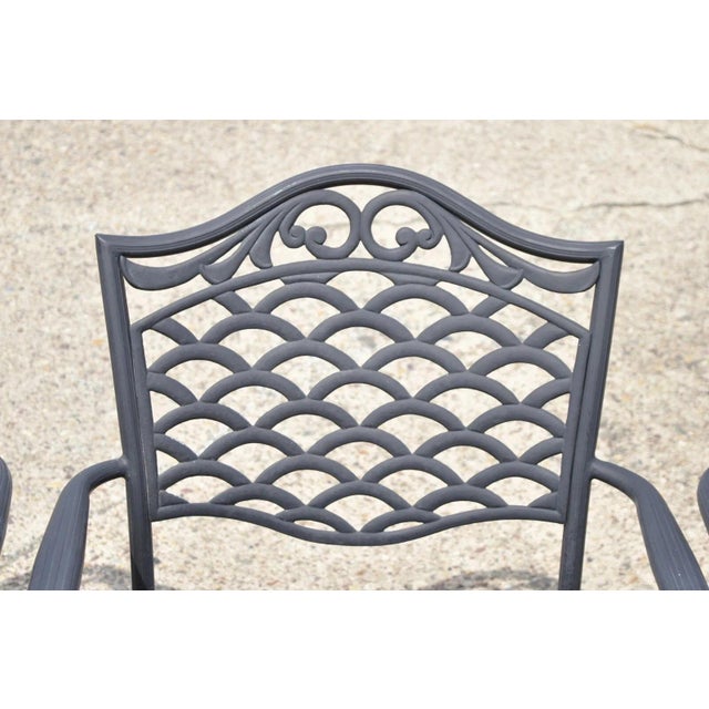 Tuscan Mediterranean Black Aluminum Metal Garden Patio Dining Chair - Set of 4 For Sale - Image 4 of 12