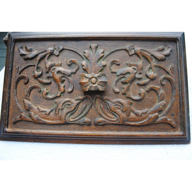 Antique Walnut Carved Keepsake Presentation Box With Dragons For Sale - Image 6 of 7