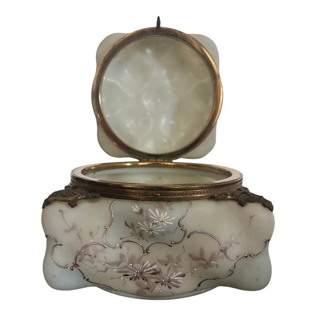 Large Antique Wavecrest Dresser Box Floral For Sale