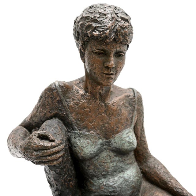 Stone Vintage Sculpture of Nude Woman on a Bench by A. Altmann For Sale - Image 7 of 10