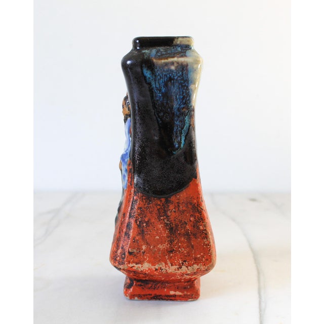 Vintage Japanese Sumida Gawa Figural Pottery Vase For Sale - Image 4 of 8