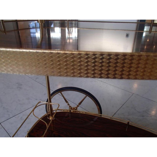 Brown Triangular Kelko Serving Stand with Brass Frame, 1950s For Sale - Image 8 of 13