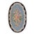 Vintage Mid Century Floral Light Blue Folk Art American Hooked Oval Rug For Sale