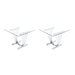 Mid-Century Modern Chrome and Glass-Top End Tables With U-Shape Bases - a Pair For Sale