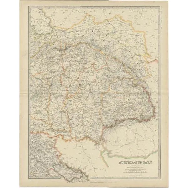 Antique map titled 'Austria- Hungary'. Original antique map of Austria- Hungary. This map originates from the ‘Royal Atlas...