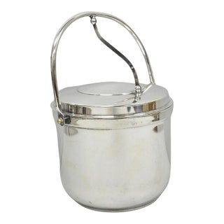 Mid 20th Century Gorham Yc141 Mid Century Modern Silver Plated Reticulating Hinge Ice Bucket For Sale