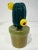 2000s Italian Teal Gold Green Murano Art Glass Cactus Plant With Yellow Flowers For Sale - Image 12 of 13