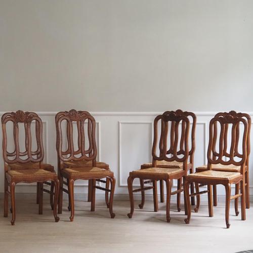 Rococo Vintage French Dining Chairs with Woven Seats, Set of 8 For Sale - Image 3 of 17