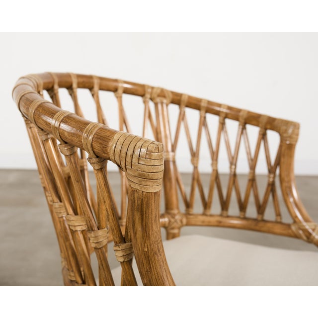 McGuire Organic Modern Rattan Barrel-Back Dining Chair For Sale - Image 16 of 18