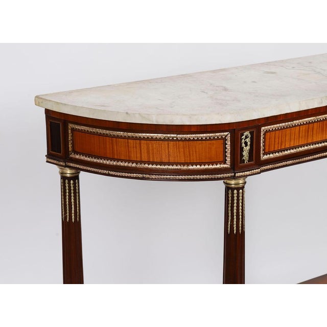 Stone Antique 19th Century French Ormolu Mounted Carrara Marble Top Console Tables, Set of 2 For Sale - Image 7 of 18