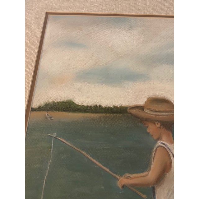 1990s Late 20th Century Coastal Oil Pastel, Signed and Dated For Sale - Image 5 of 15