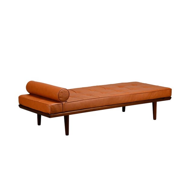 GE19 Daybed in Teak and Camel Leather by Hans J. Wegner for Getama, Denmark, 1960s For Sale - Image 12 of 12