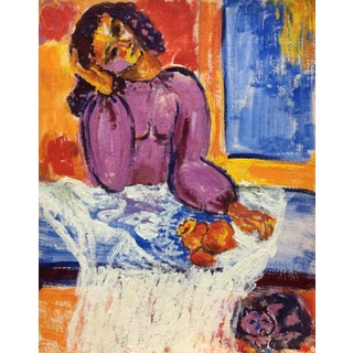 1970s Oil Painting Portrait of a Lonely Girl For Sale