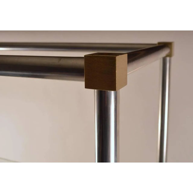 Metal Aluminum / Brass and Glass Etagere, Vitrine by Vesey For Sale - Image 7 of 11