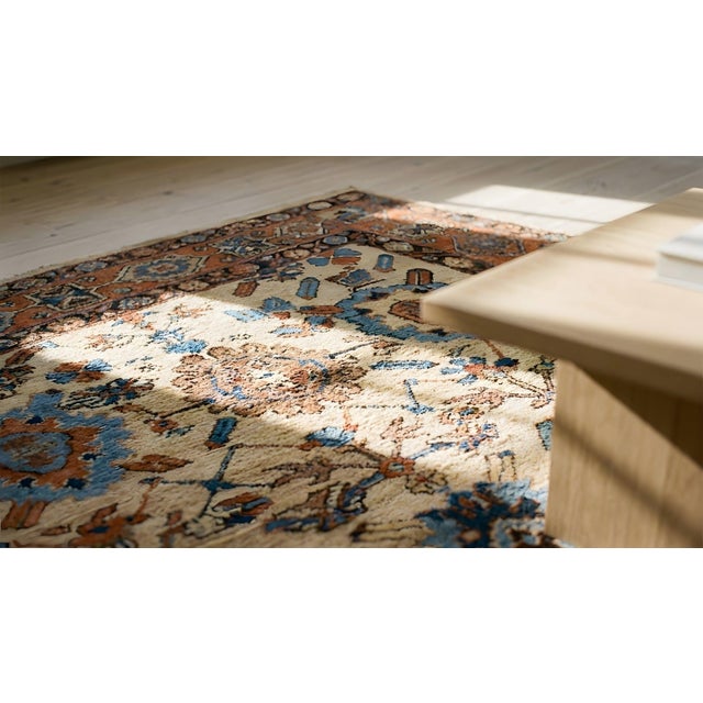 Shocking Ivory Background Color With Cute Geometric Design Antique Persian Bakshaiesh Rug For Sale - Image 14 of 15