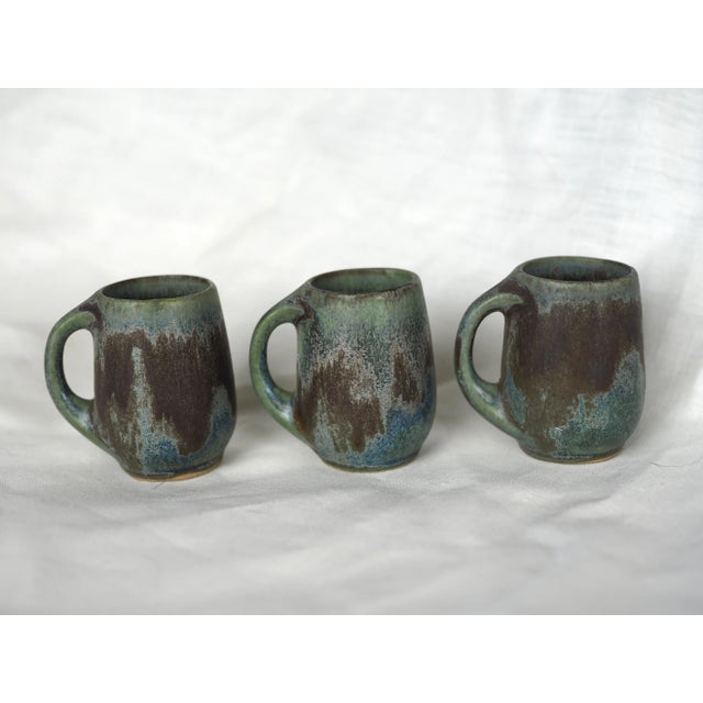 Gray Early 20th French Denbac Miniature Flamed Stoneware Art Nouveau Mugs- Set of 3 For Sale - Image 8 of 8