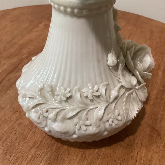 Early 20th Century Antique Original Belleek Encrusted Porcelain Aberdeen Jug/Pitcher Black Mark (1891-1926) For Sale - Image 5 of 12