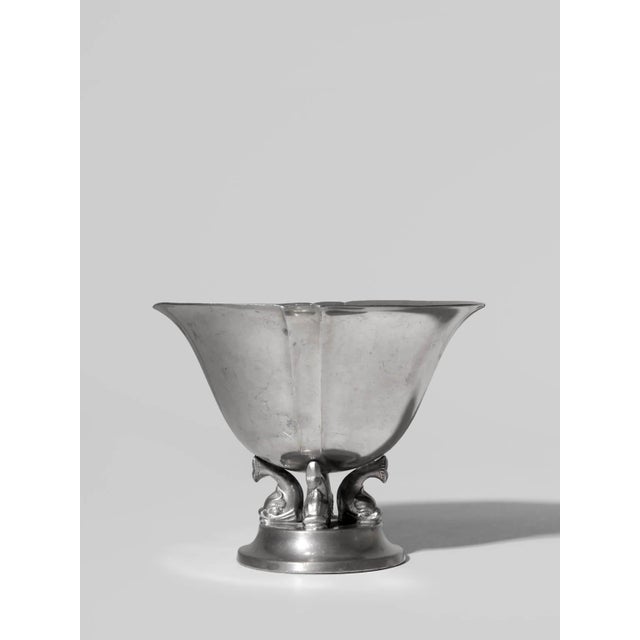 1930s Art Deco Pewter Dolphin Bowl from GAB, Sweden, 1935 For Sale - Image 5 of 5