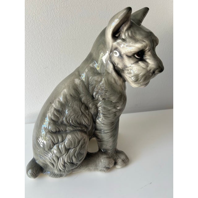 Figurative Vintage Mid Century Ceramic Gray Schnauzer Statue For Sale - Image 3 of 11