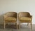 McGuire Pair, Soft Yellow Butterfly Motif McGuire Double Cane Barrel Back Club Chairs, Late 20th Century For Sale - Image 4 of 9