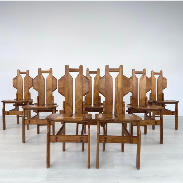 Italian Brutalist Dining Chairs - Set of 7 For Sale - Image 4 of 15
